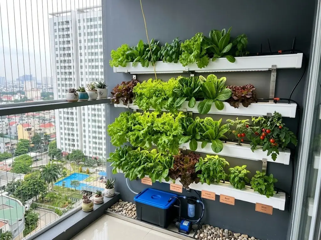 Lắp đặt giàn rau ban công thông minh tối ưu diện tích