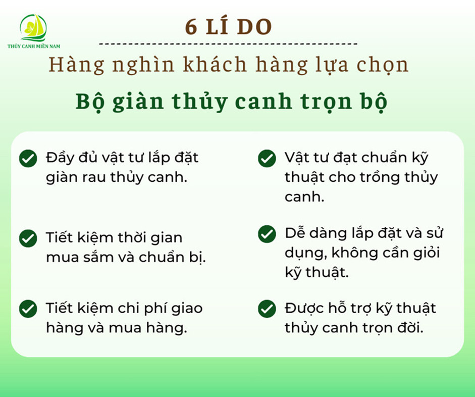 lí do chọn bộ giàn thủy canh trọn gói